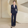IWY/藏青色西装微喇直筒裤套装女休闲正装演讲主持人职业装233035C1+P6 商品缩略图1