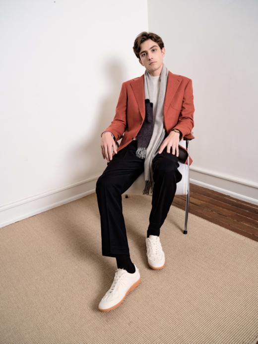 IL CERVO Super 120's 澳洲美丽诺羊毛橙色法兰绒全麻衬套装 商品图1