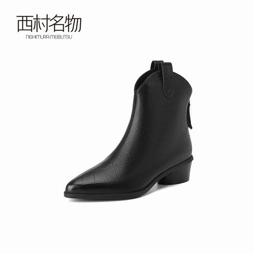 西村名物2023秋冬季新款复古百搭尖头真皮短靴切尔西靴T23DS45881 商品图1