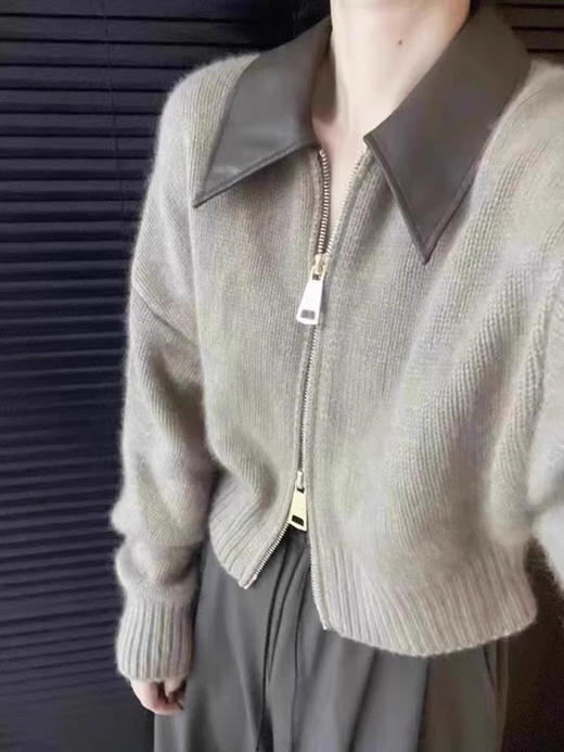 皮翻领开衫 商品图3