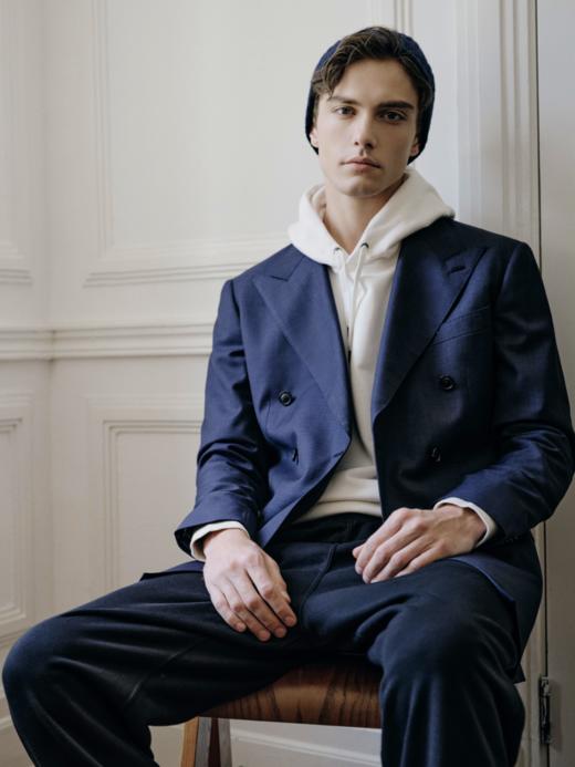 IL CERVO Super 120's 澳洲美丽诺羊毛藏蓝色全麻衬套装 商品图2