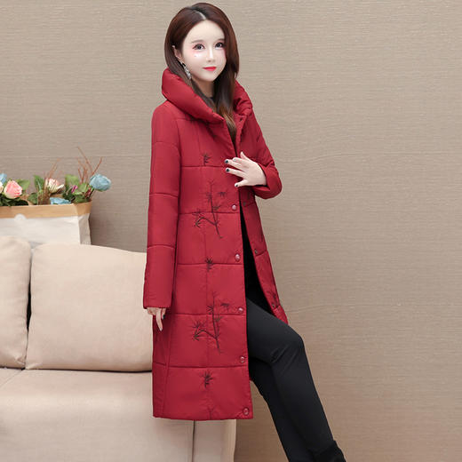 长款绣花时尚保暖棉服，翻领,妈妈装休闲洋气棉衣QYM-KSY-25896-L 商品图2