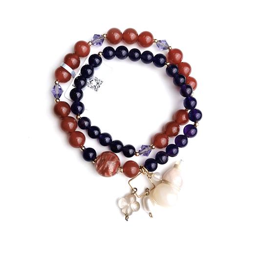 紫水晶红玛瑙樱花玛瑙两圈扩香手链 天然水晶 玛瑙 商品图4