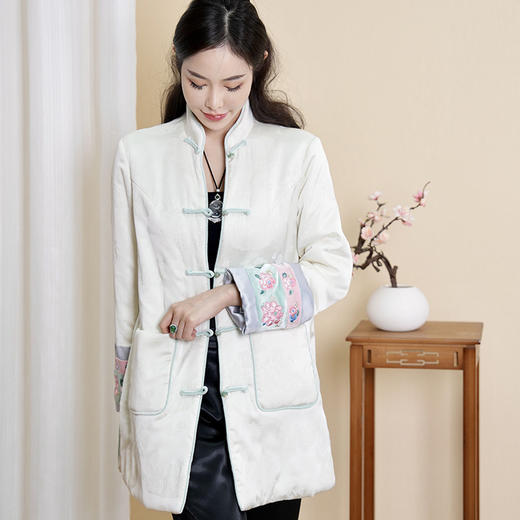 改良旗袍复古小立领盘扣，中国风刺绣中长外套棉服唐装OG-9578 商品图0