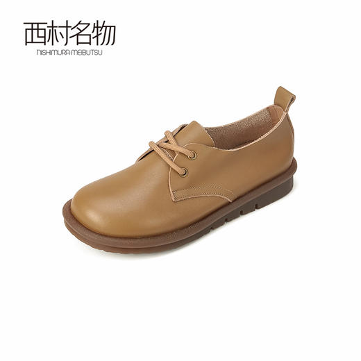 西村名物2023秋季新款平底真皮质感气质单鞋休闲百搭乐福鞋X23CM33811 商品图2