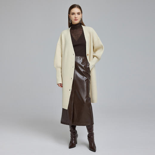 NG669斯尔丽2023秋冬新款简约针织外套廓形宽松包容强显瘦中长开衫毛衫 商品图3