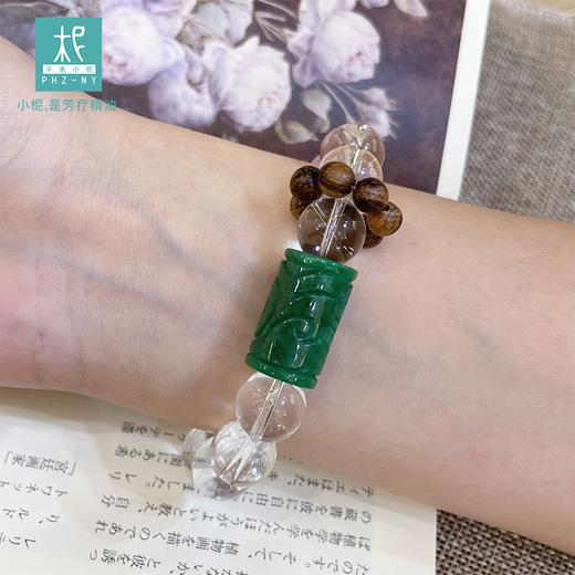 天然白水晶蔷薇石单圈扩香手链 绀青 925银 手串 商品图3