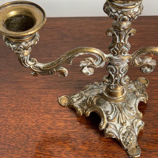 意大利古董纯铜雕花三头烛台AU290 商品图6