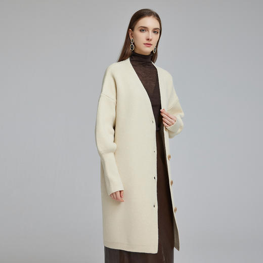 NG669斯尔丽2023秋冬新款简约针织外套廓形宽松包容强显瘦中长开衫毛衫 商品图2