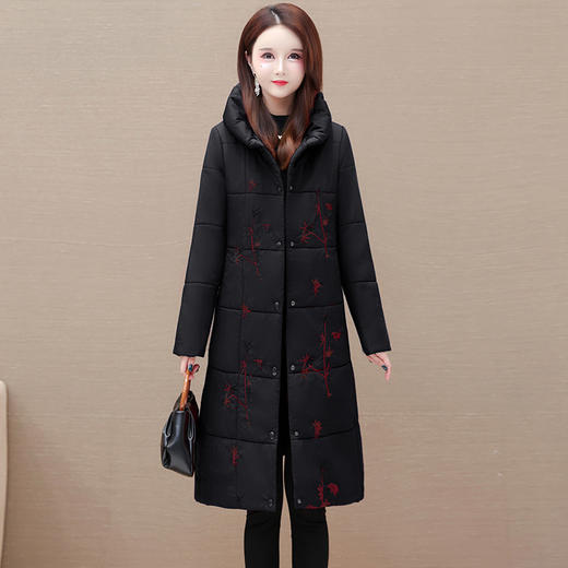 长款绣花时尚保暖棉服，翻领,妈妈装休闲洋气棉衣QYM-KSY-25896-L 商品图0