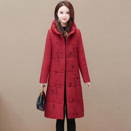长款绣花时尚保暖棉服，翻领,妈妈装休闲洋气棉衣QYM-KSY-25896-L 商品图1