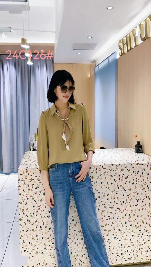 C6371       气质休闲职业通勤西装领醋酸长袖上衣 商品图0