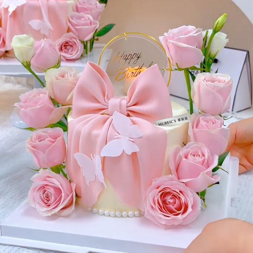 鲜花蝴蝶结花艺蛋糕S97 商品图0