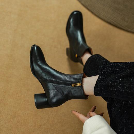 法式高级感加绒短靴，粗跟时装靴PS2119 商品图3