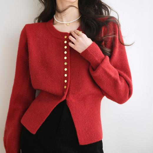 秋冬季【复古圆领毛衣】 女新款上衣潮 小众设计感 别致收腰针织开衫 新年 商品图1