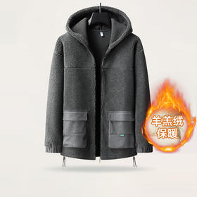 【新款DPJ】大依优型大码男装连帽羊羔绒外套棉服休闲棉衣潮款加肥加大上衣男士