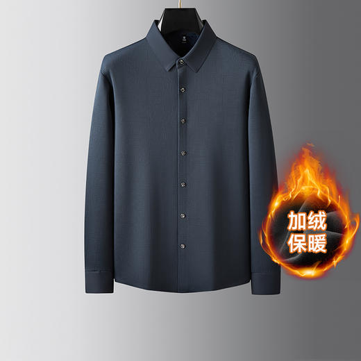 【新款DDA】大依优型大码加绒衬衫加肥加大休闲商务宽松弹力肥佬上衣打底男士胖子 商品图0