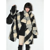 【有赞】COCOBELLA格纹长毛绒加厚毛呢外套女秋冬设计感围巾大衣WL59 商品缩略图3