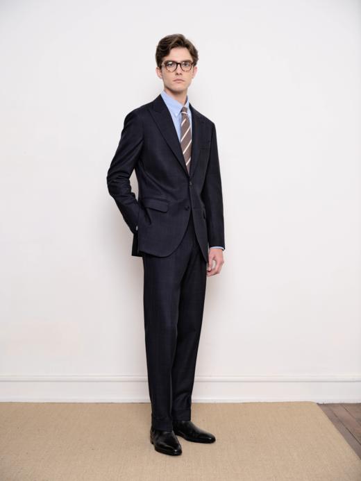 IL CERVO Super 120's 澳洲美丽诺羊毛灰色格纹全麻衬套装 商品图1