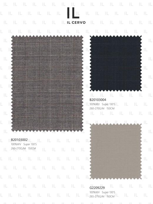 IL CERVO Super 120's 澳洲美丽诺羊毛灰色格纹全麻衬套装 商品图6