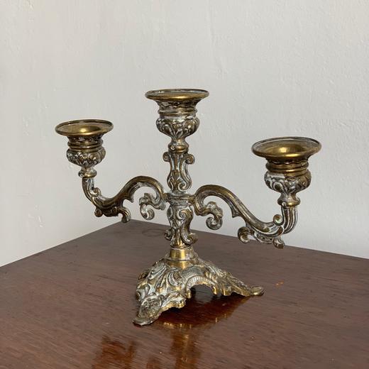 意大利古董纯铜雕花三头烛台AU290 商品图4