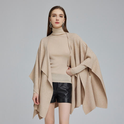 NG668斯尔丽2023秋冬新款宽松版包容性强斗篷式法式浪漫超大版针织披肩 商品图0