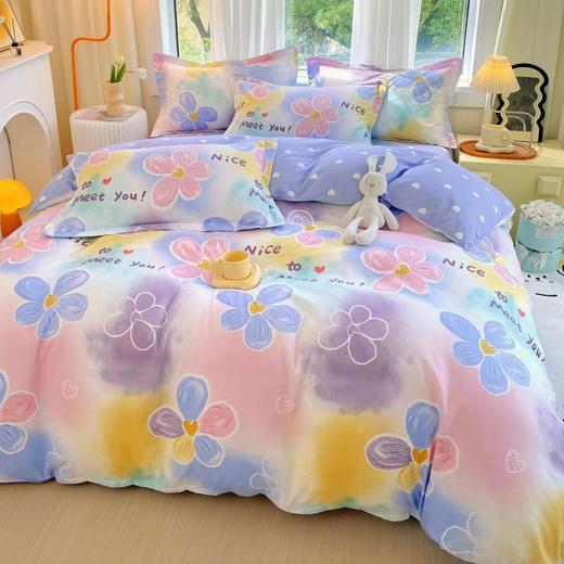 【四季通用】新款磨毛亲肤斜纹印花磨毛四件套简约风 舒适睡眠 床上用品四件套 商品图5