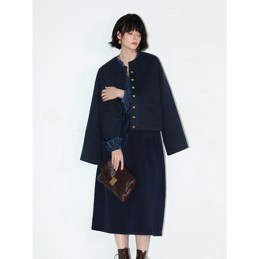 COCOBELLA设计感高腰立体捏褶针织半身裙秋女气质花纱伞裙HS555 商品图3