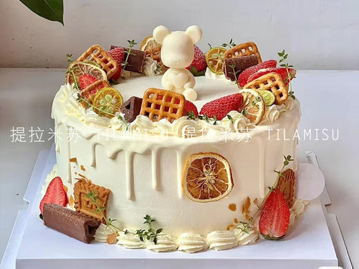 【动物奶油】简约森系小熊生日蛋糕 商品图0