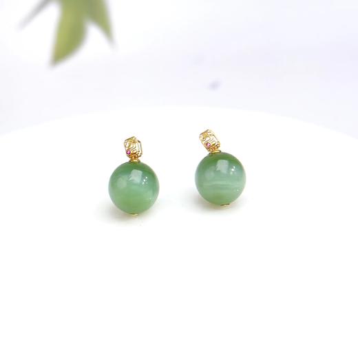 D18K碧玉吊坠-方扣猫眼圆珠18*12 商品图0