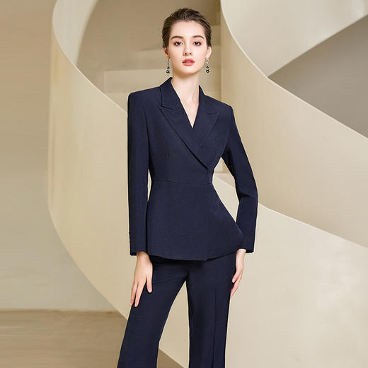 IWY/秋冬藏青色西装套装主持人演讲正装商务职业装233011C1+P3 商品图1
