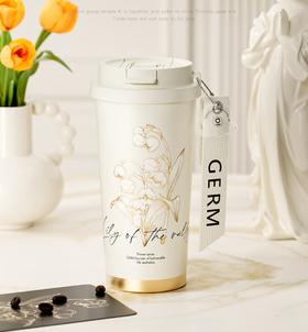 【小家电】格沵（germ）铃兰系列保温杯咖啡杯女生高颜值水杯便携随行保冷杯子女礼物 500ml HF