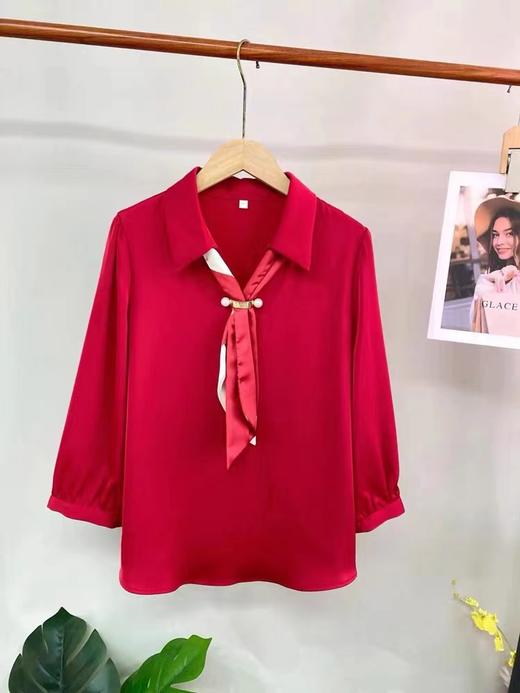 C6371       气质休闲职业通勤西装领醋酸长袖上衣 商品图2