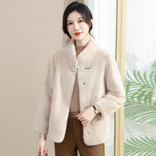 JSF116 洋气中老年女装高贵水貂毛大衣皮毛一体貂绒外套妈妈装秋冬皮草 商品图0