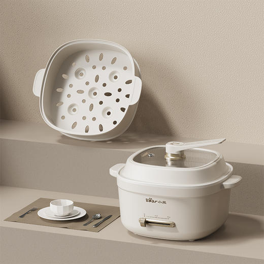 【小程序】小熊(Bear)电煮锅 泡面火锅宿舍小电锅 多功能多用途电热锅 3L蒸煮一体蒸屉蒸笼电蒸锅 DRG-E30U8 商品图1