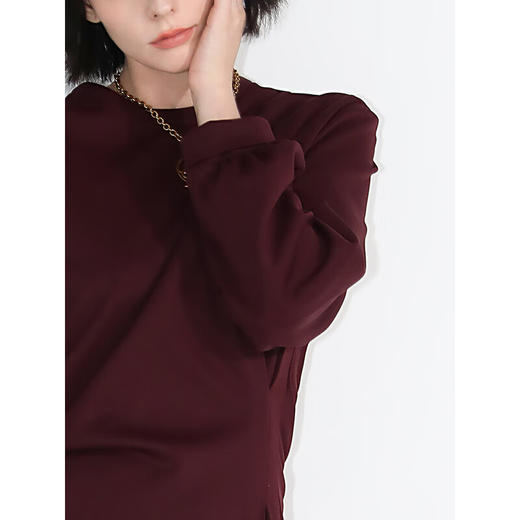 COCOBELLA[安哥拉红]设计感立体捏褶连衣裙女秋冬气质长裙FR935 商品图3