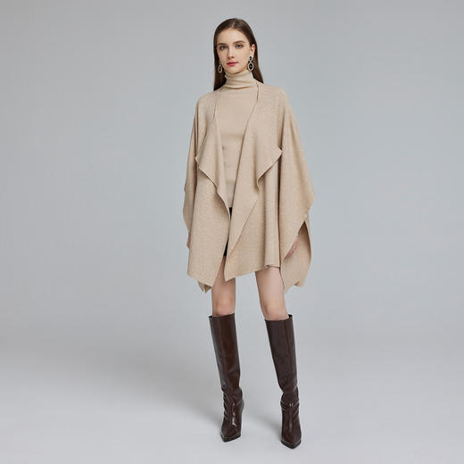 NG668斯尔丽2023秋冬新款宽松版包容性强斗篷式法式浪漫超大版针织披肩 商品图3