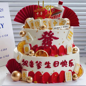 祝寿发财蛋糕S139（文字修改请备注）