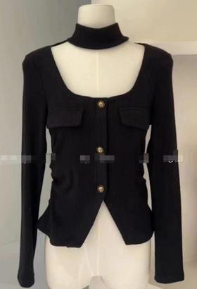 【门店同款】冬季派对复兴-法式金扣方领上衣 155157862