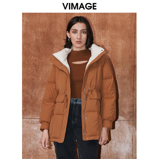 VIMAGE纬漫纪冬季时尚保暖连帽保暖白鸭绒羽绒服V2011607 商品图1