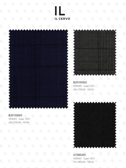 IL CERVO Super 120's 澳洲美丽诺羊毛藏蓝色亲王格全麻衬套装 商品图4