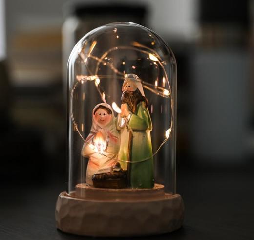 降生夜灯松玻璃罩桌面摆件尺寸11厘米 商品图1