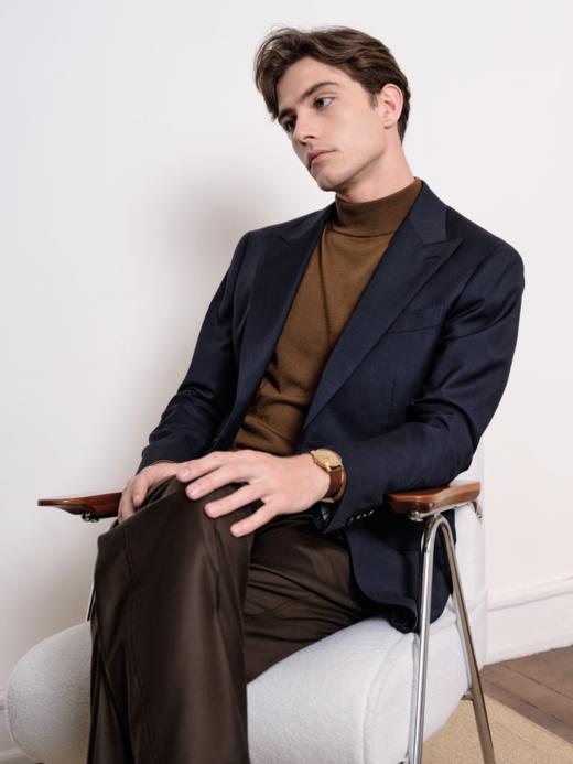 IL CERVO Super 120's 澳洲美丽诺羊毛藏蓝色全麻衬套装 商品图3