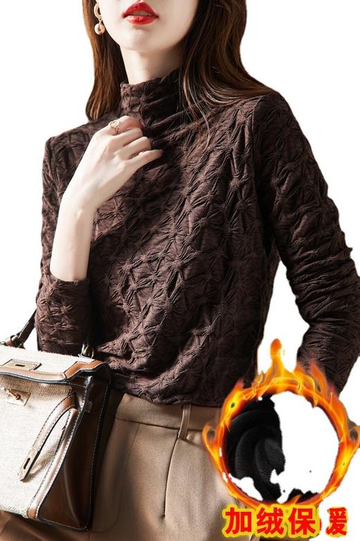 "雀说 堆堆领轻奢打底衫女加绒加厚秋冬季内搭外穿女上衣3ZF-MZ9952 " 商品图4