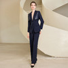 IWY/藏青色西装微喇直筒裤套装女休闲正装演讲主持人职业装233035C1+P6 商品缩略图2