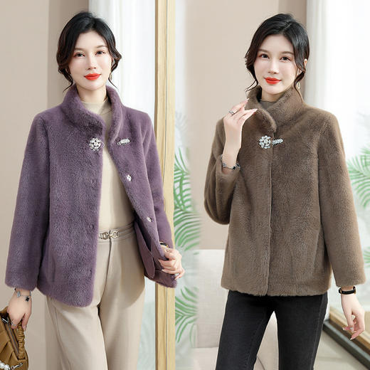 JSF116 洋气中老年女装高贵水貂毛大衣皮毛一体貂绒外套妈妈装秋冬皮草 商品图1