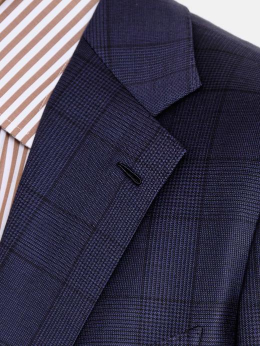 IL CERVO Super 120's 澳洲美丽诺羊毛藏蓝色亲王格全麻衬套装 商品图3