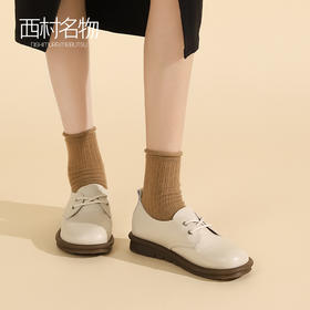 西村名物2023秋季新款平底真皮质感气质单鞋休闲百搭乐福鞋X23CM33811