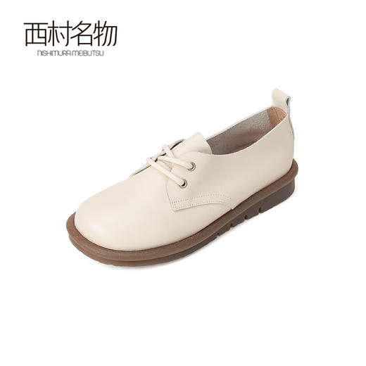 西村名物2023秋季新款平底真皮质感气质单鞋休闲百搭乐福鞋X23CM33811 商品图1