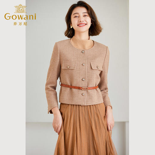 乔万尼秋冬新款小香风羊毛短外套收腰高级感ET4B909 商品图1